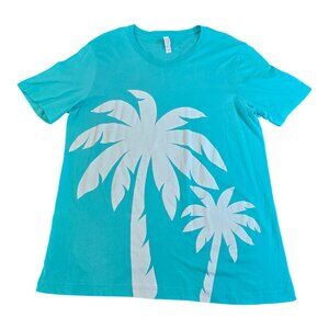 Malibu Rum Palm Trees T-Shirt Aqua ~ Blue Green Men's Size L